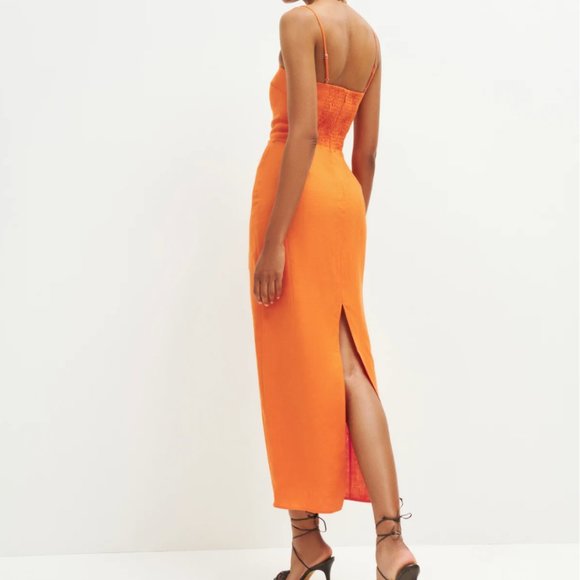 Reformation Frankie Linen Dress - Citrus - Picture 3 of 7